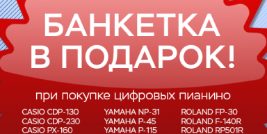 АКЦИЯ! Банкетка в подарок к электронному пианино!